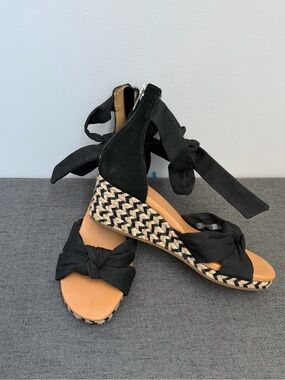 UGG Black Knotted Espadrille Wedge Sandals